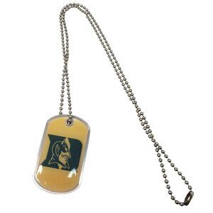 Vintage Duke Blue Devils Yellow Logo Dog Tag Necklace With Silver Ball Chain